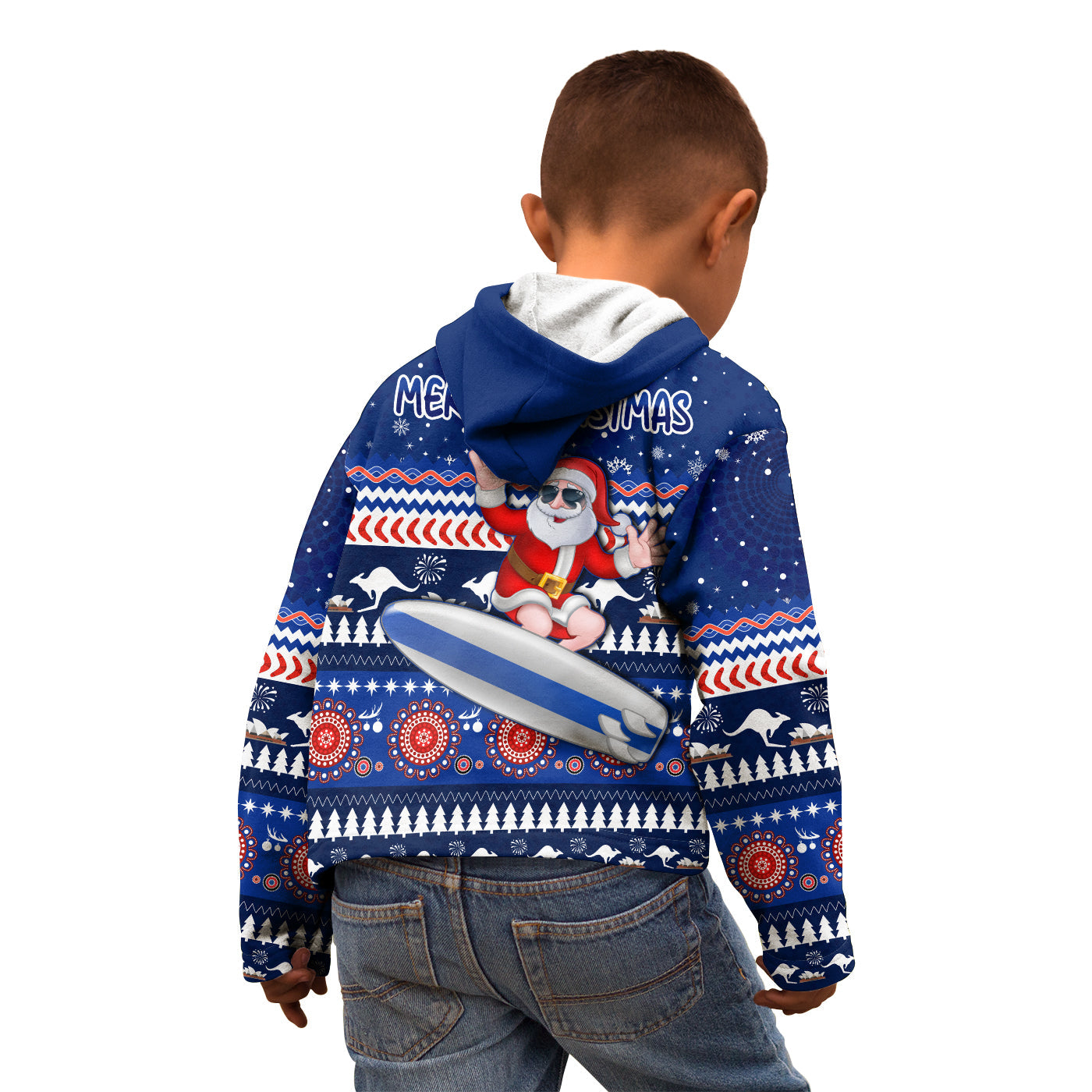 australia-christmas-hoodie-kid-aussie-aboriginal-santa-claus-is-surfing-with-kangaroo