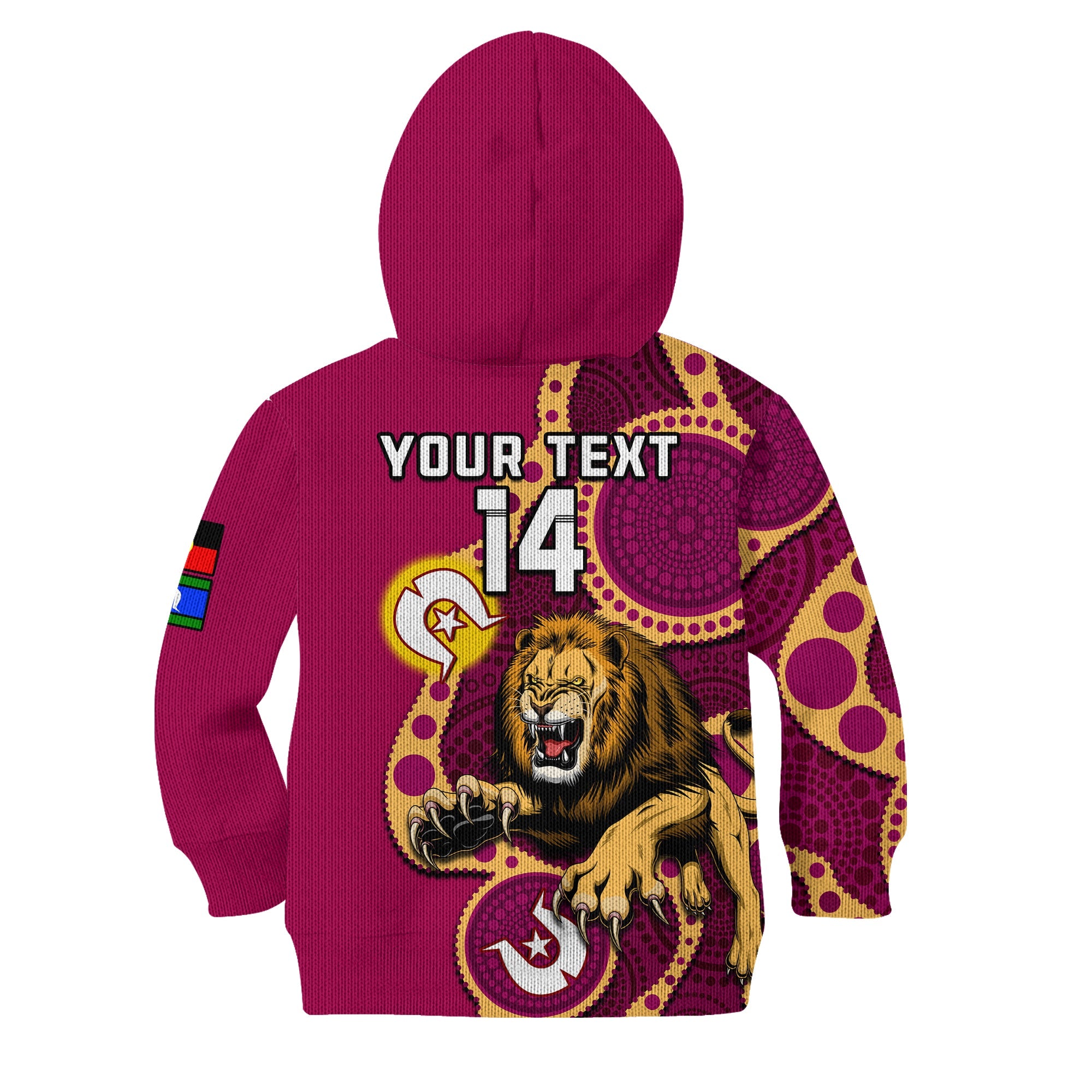 custom-text-and-number-brisbane-lions-football-naidoc-2023-hoodie-kid-for-our-elders-indigenous-art