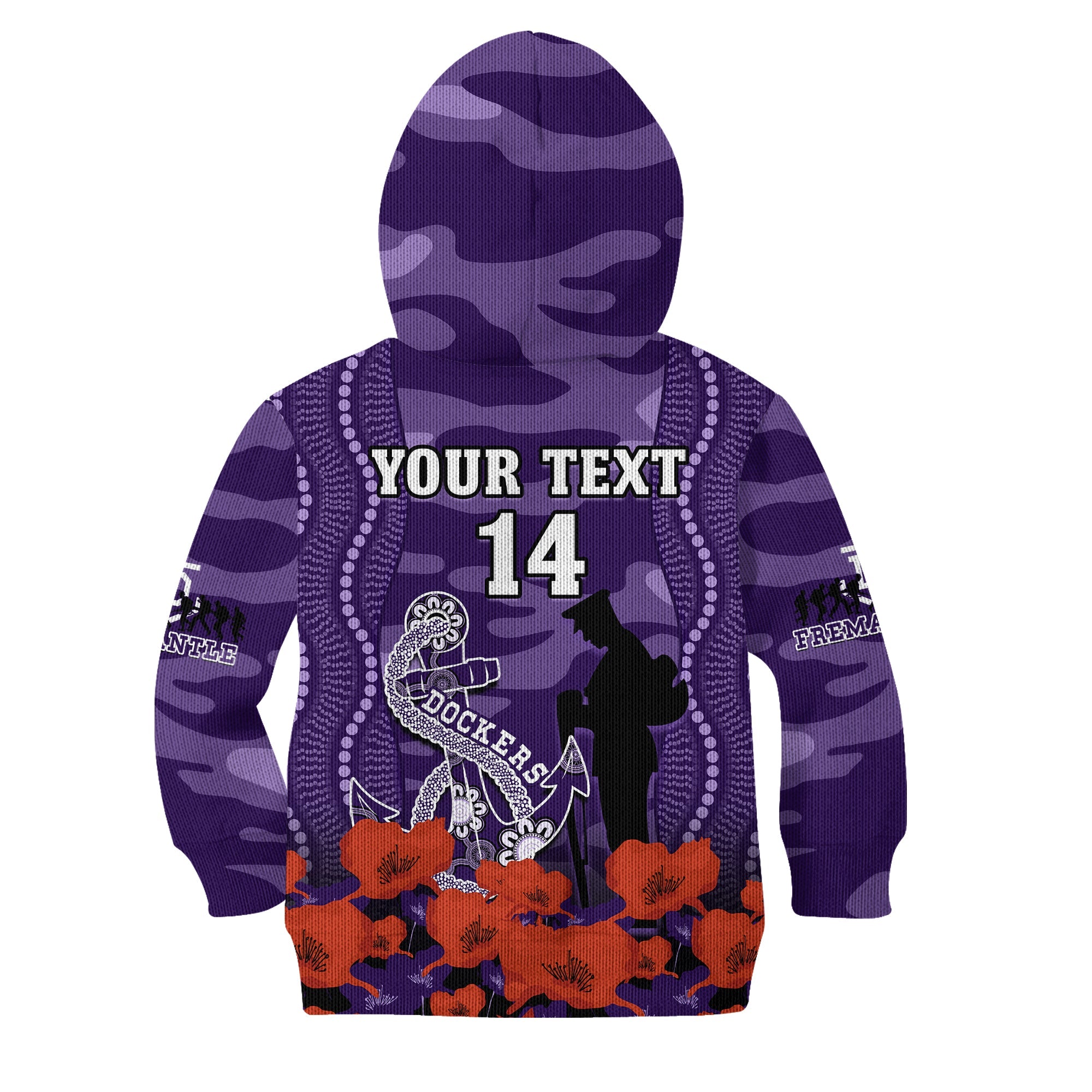 custom-text-and-number-dockers-football-anzac-2023-hoodie-kid-aboriginal-mix-poppy-camouflage