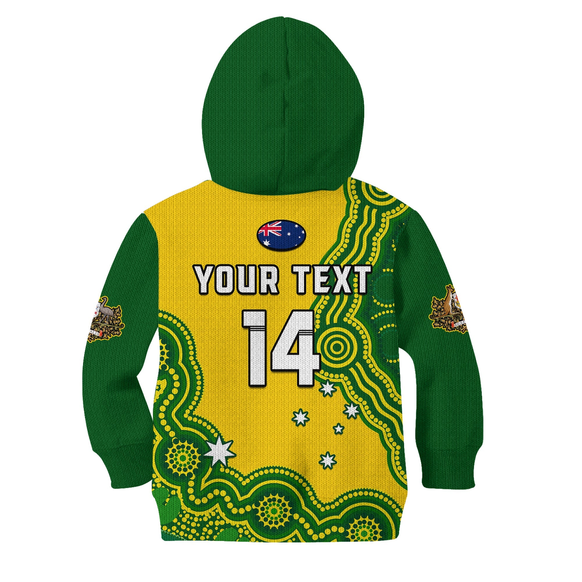 custom-text-and-number-australia-rugby-hoodie-kid-jillaroos-champions-indigenous-yellow-style