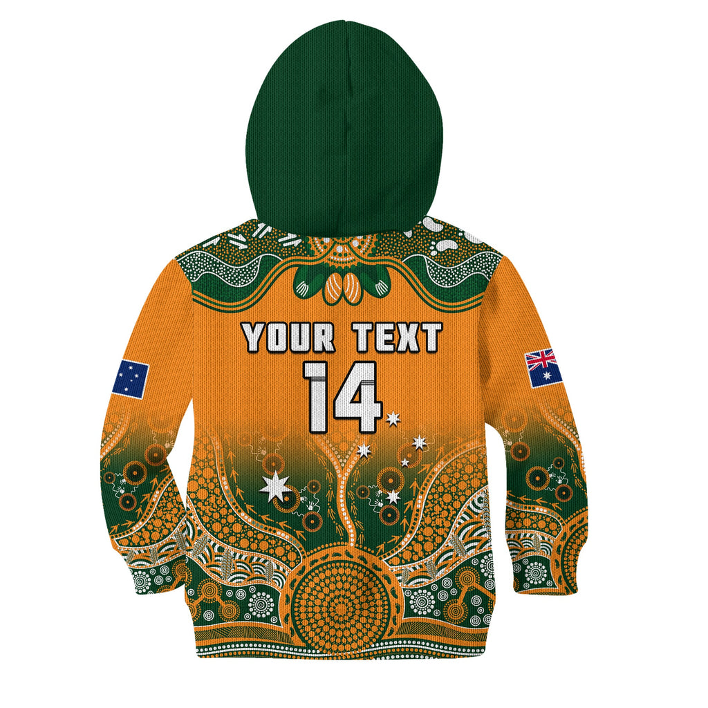custom-text-and-number-australia-rugby-hoodie-kid-wallabies-kangaroo-orange-aboriginal