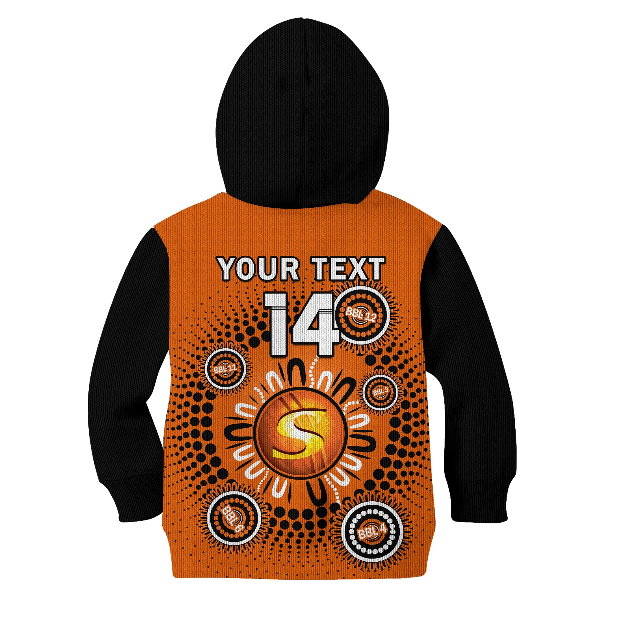 custom-text-and-number-perth-scorchers-cricket-hoodie-kid-indigenous-5th-champions-bbl-proud