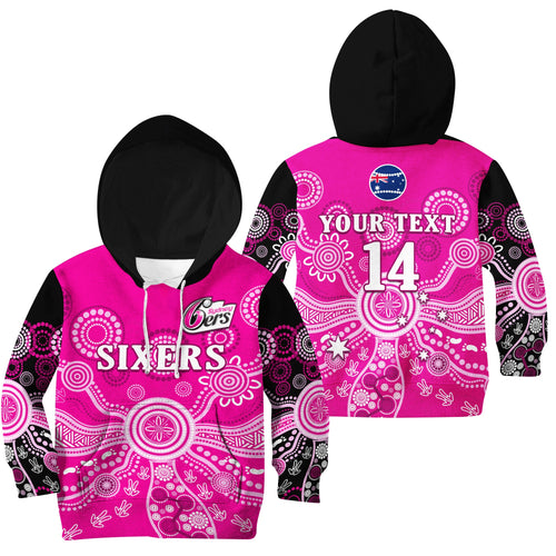 custom-text-and-number-sydney-sixers-hoodie-kid-cricket-indigenous-australian-art-ver01
