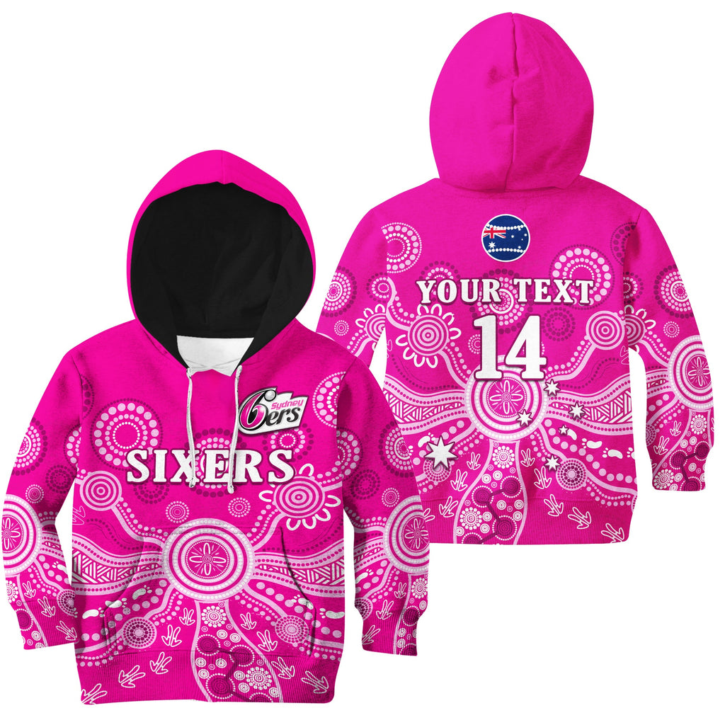 custom-text-and-number-sydney-sixers-hoodie-kid-cricket-indigenous-australian-art-ver02