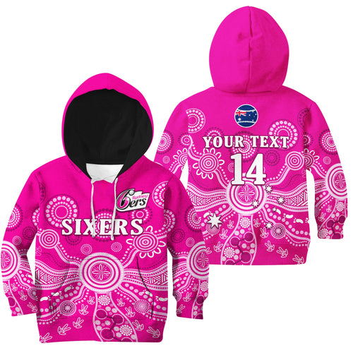 custom-text-and-number-sydney-sixers-hoodie-kid-cricket-indigenous-australian-art-ver02