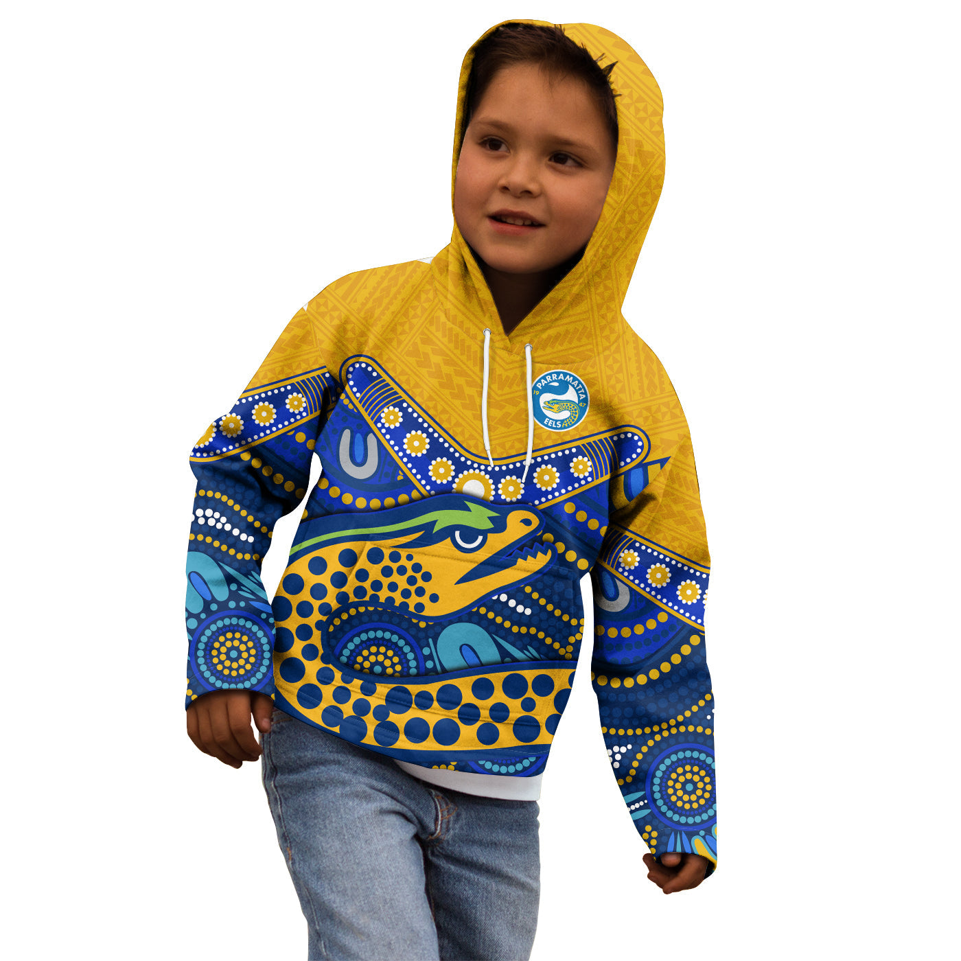 custom-text-and-number-eels-rugby-hoodie-kid-aboriginal-and-polynesia-parramatta
