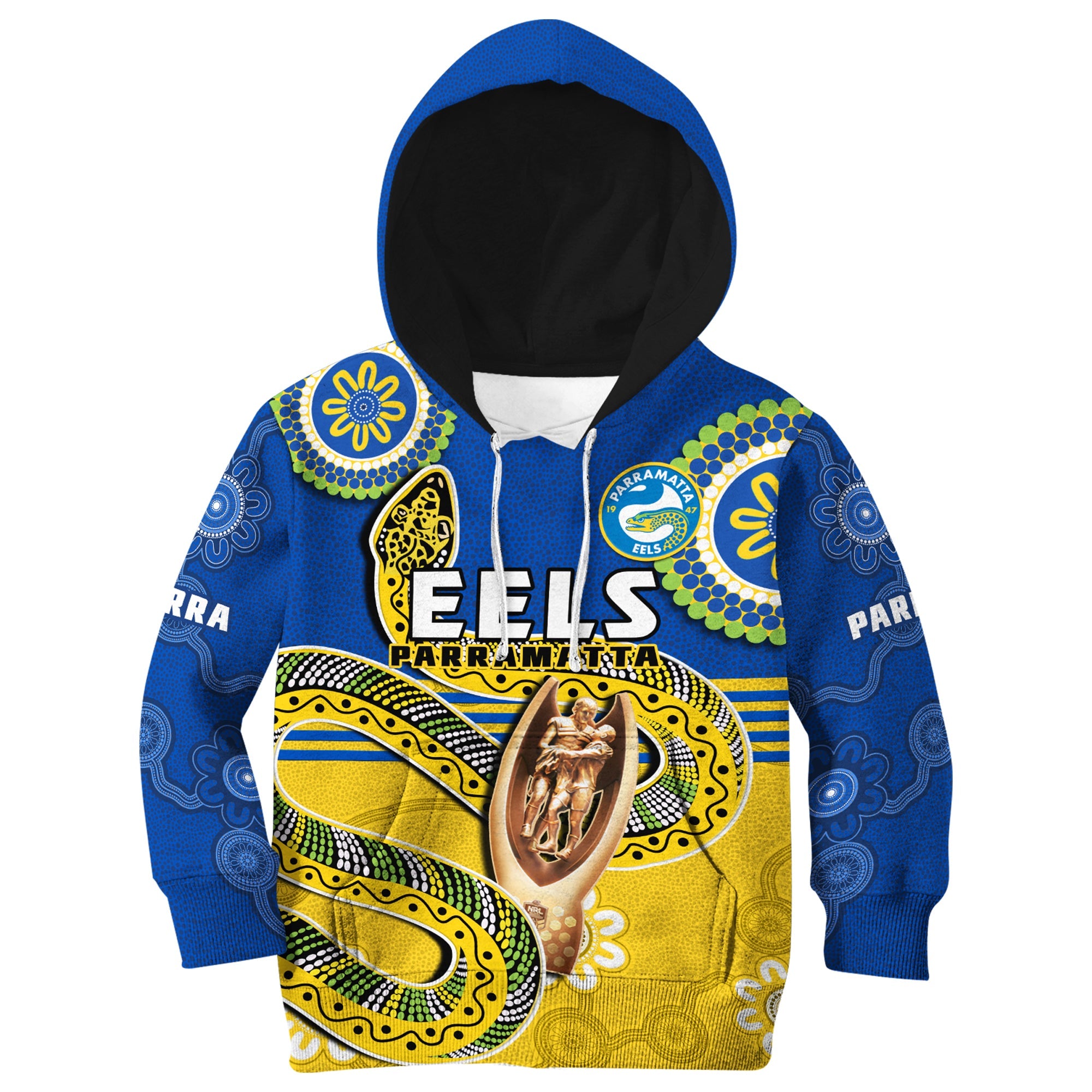 custom-text-and-number-eels-rugby-hoodie-kid-parra-2022-indigenous-proud-premiers