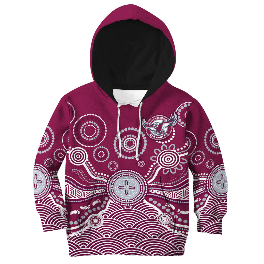 custom-text-and-number-sea-eagles-hoodie-kid-manly-warringah-1946-indigenous-painting
