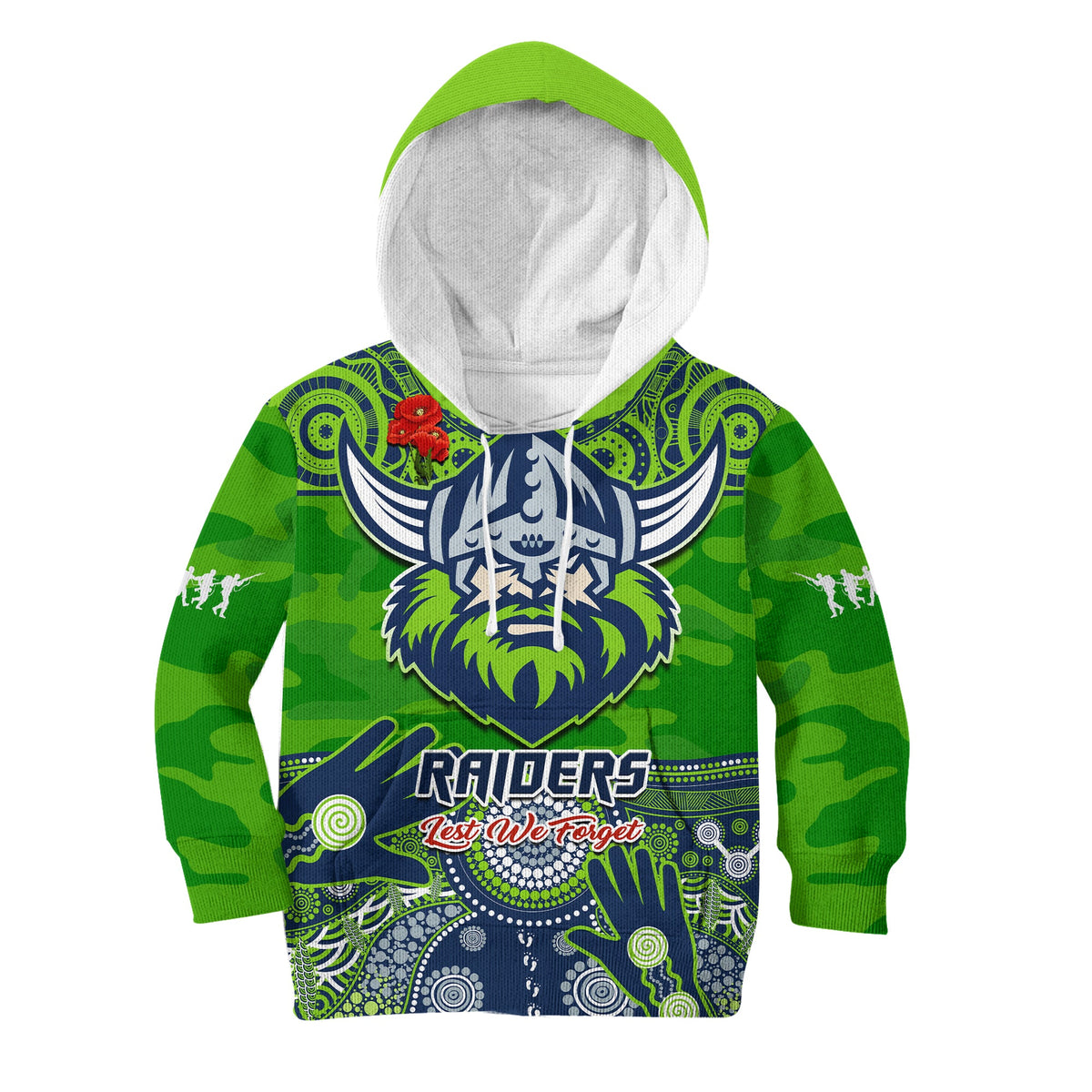 raiders-rugby-anzac-2023-hoodie-kid-dots-poppy-mix-camouflage-lest-we-forget