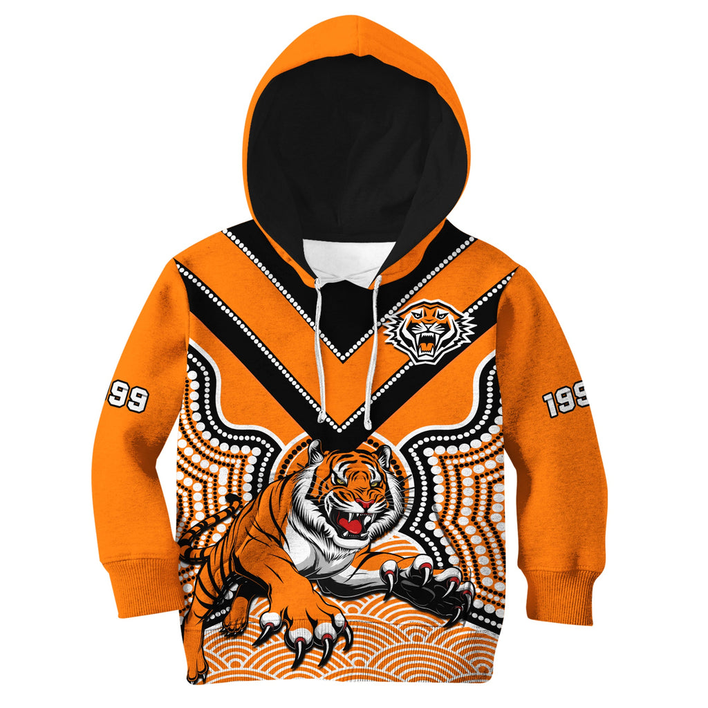 custom-text-and-number-wests-tigers-rugby-hoodie-kid-indigenous-artsy