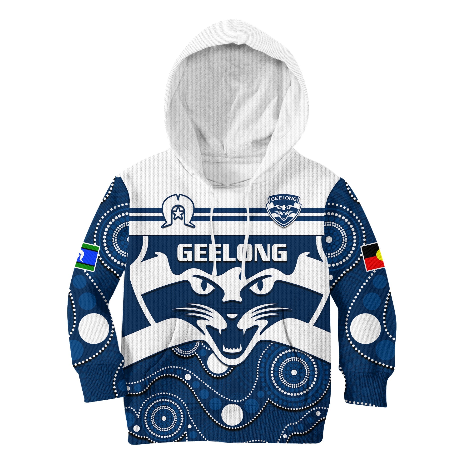 custom-text-and-number-geelong-football-naidoc-2023-hoodie-kid-cats-for-our-elders-indigenous-art