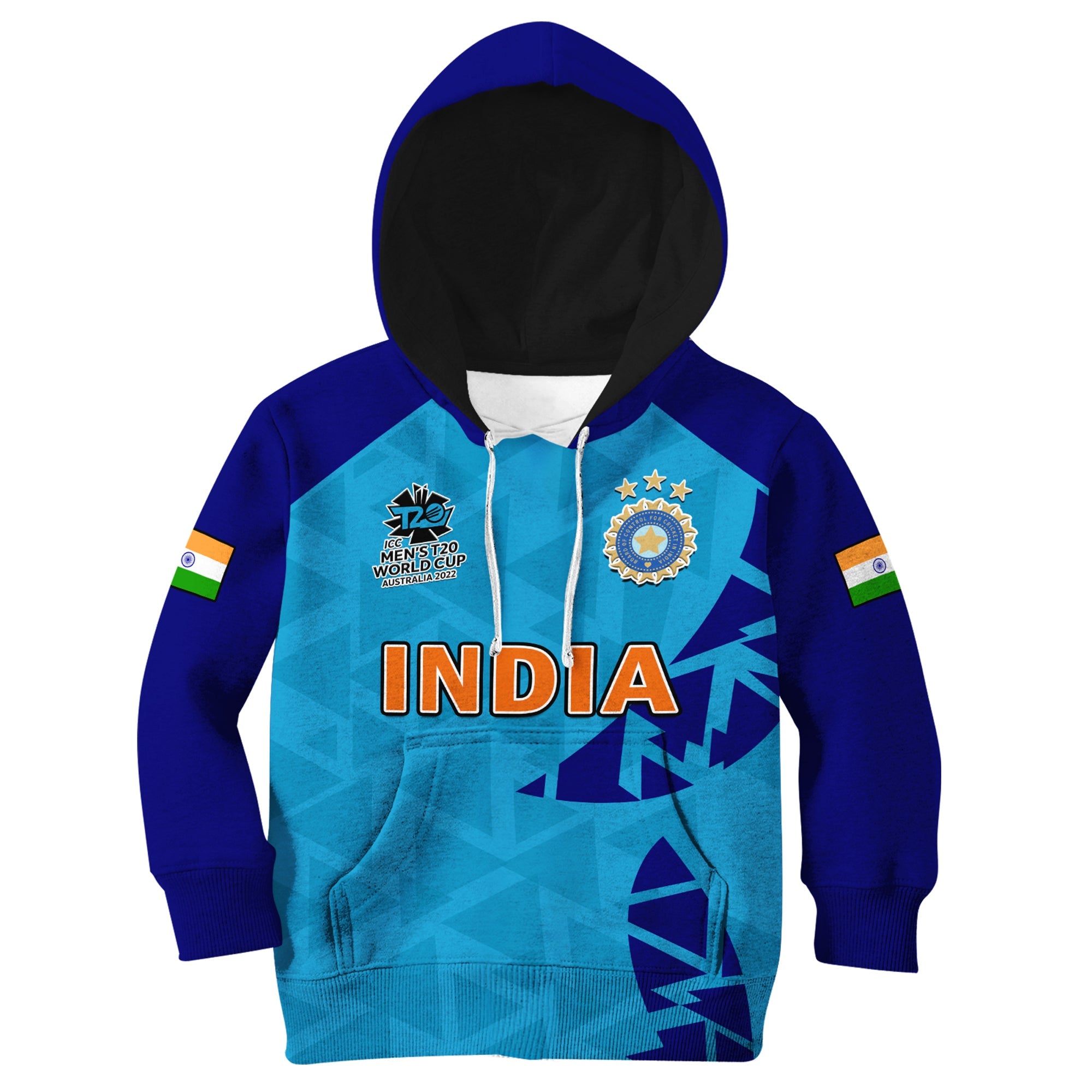 custom-text-and-number-india-cricket-hoodie-kid-men-in-blue-2022-mens-t20-world-cup