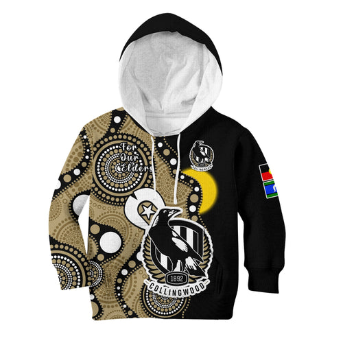 collingwood-football-naidoc-2023-hoodie-kid-magpies-for-our-elders-indigenous-art