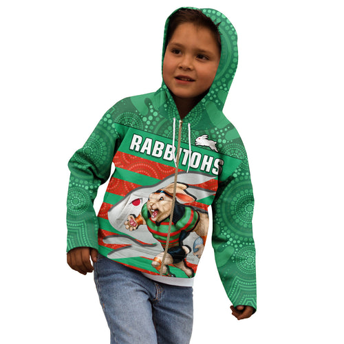 rabbitohs-rugby-hoodie-kid-aboriginal-dot-painting-glory-glory-sporty-style