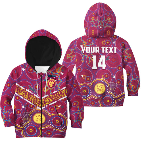 custom-text-and-number-brisbane-football-hoodie-kid-indigenous-pattern-go-lions-unique-version