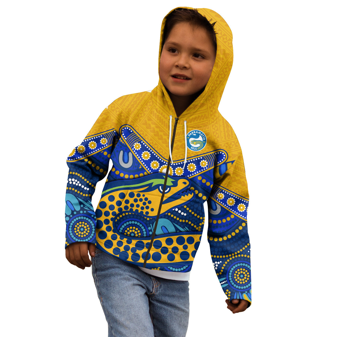 custom-text-and-number-eels-rugby-hoodie-kid-aboriginal-and-polynesia-parramatta