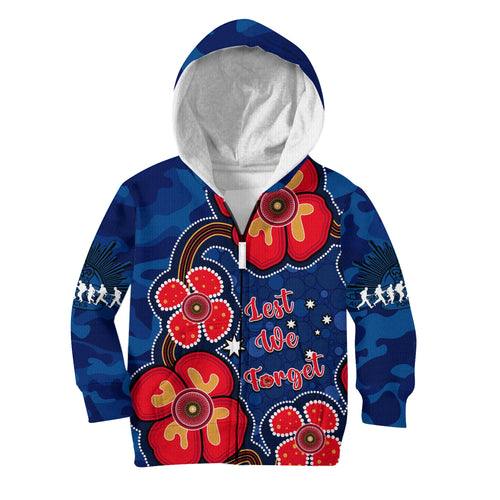 custom-personalised-australia-anzac-hoodie-kid-lest-we-forget-camouflage-mix-aboriginal-poppies-and-slouch-hat