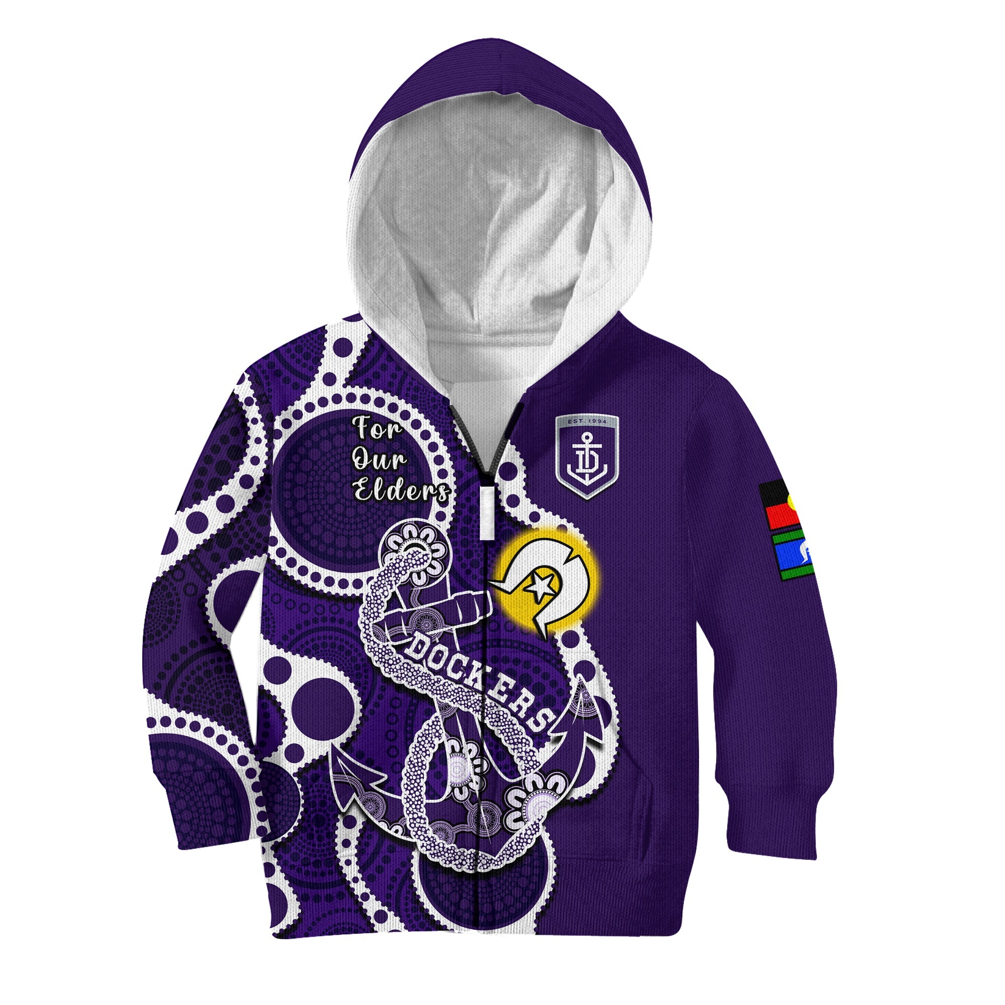 custom-text-and-number-fremantle-football-naidoc-2023-hoodie-kid-dockers-for-our-elders-indigenous-art
