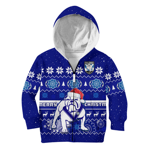 custom-personalised-bulldogs-rugby-christmas-hoodie-kid-berries-merry-xmas-aboriginal-art