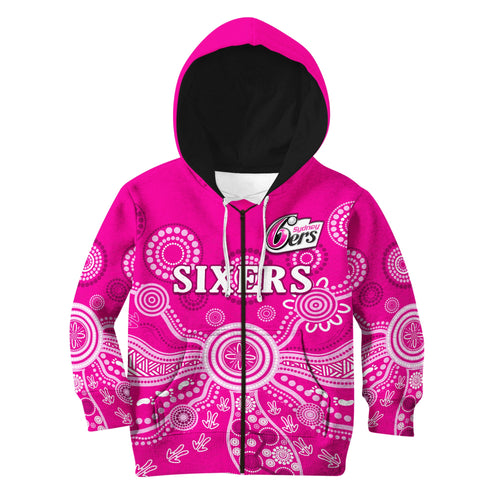 custom-text-and-number-sydney-sixers-hoodie-kid-cricket-indigenous-australian-art-ver02