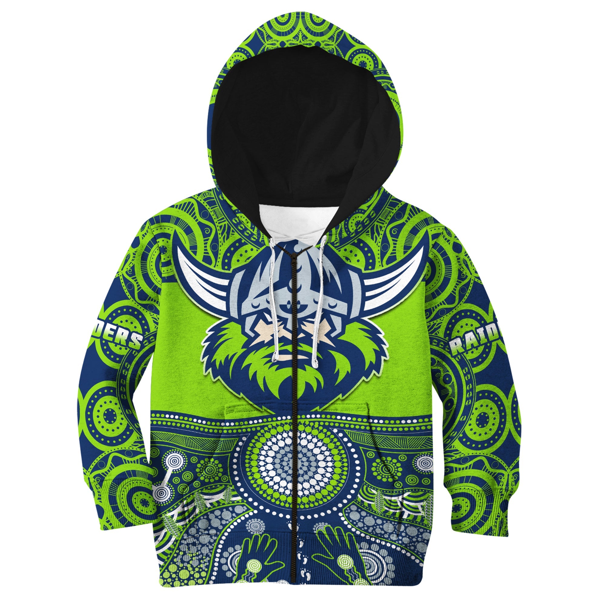 custom-text-and-number-raiders-rugby-hoodie-kid-aboriginal-pattern