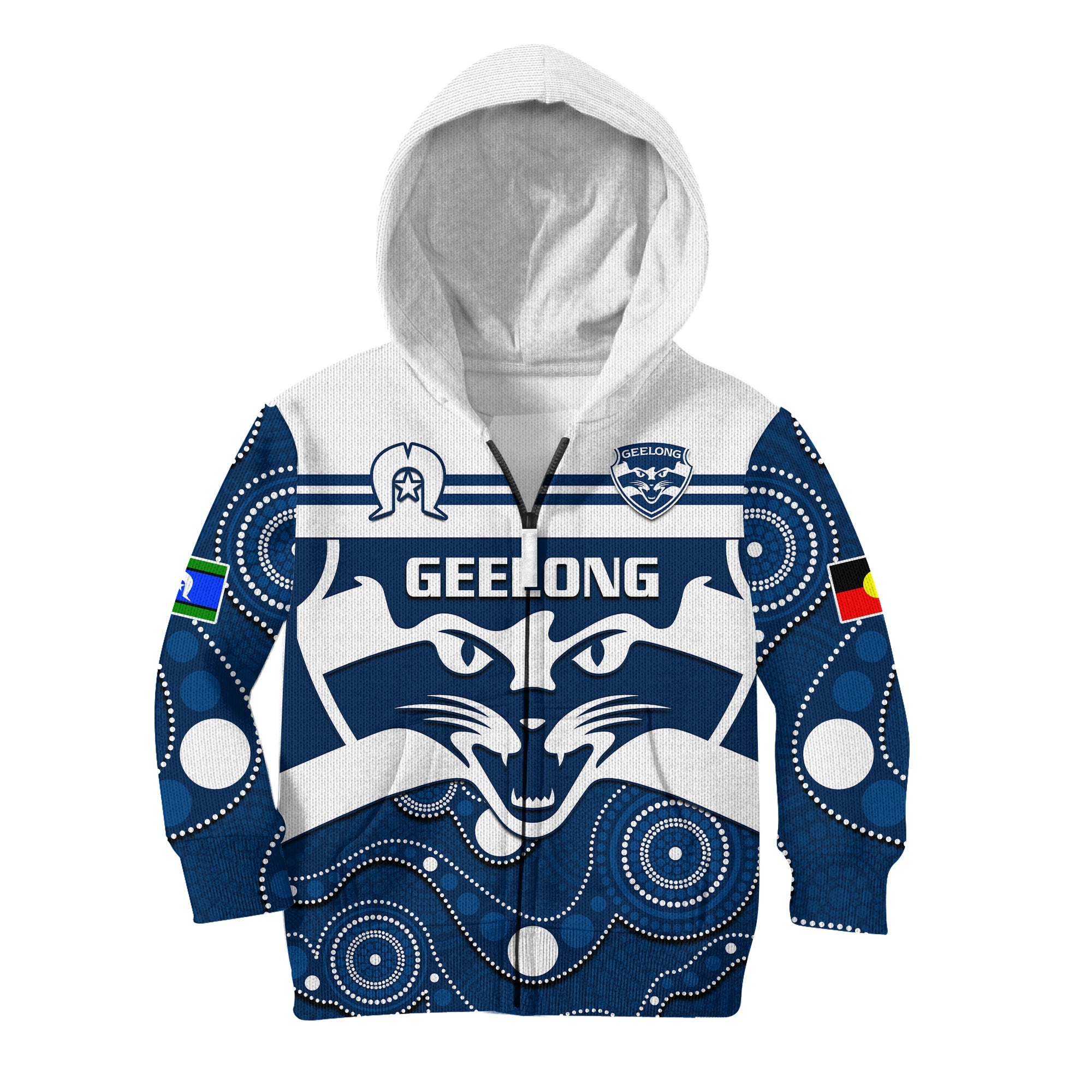 custom-text-and-number-geelong-football-naidoc-2023-hoodie-kid-cats-for-our-elders-indigenous-art
