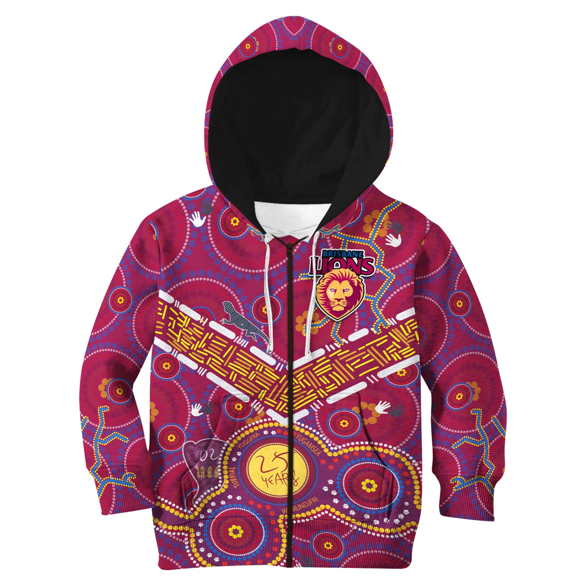 brisbane-football-hoodie-kid-indigenous-pattern-go-lions-unique-style