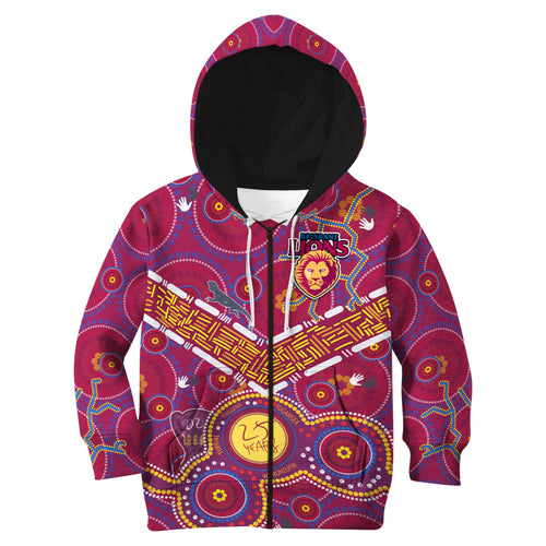 brisbane-football-hoodie-kid-indigenous-pattern-go-lions-unique-style