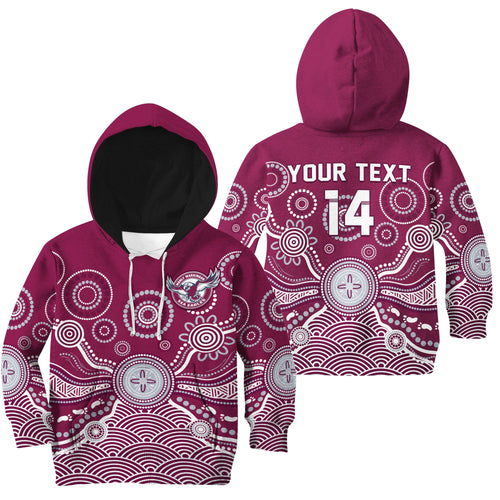 custom-text-and-number-sea-eagles-hoodie-kid-manly-warringah-1946-indigenous-painting