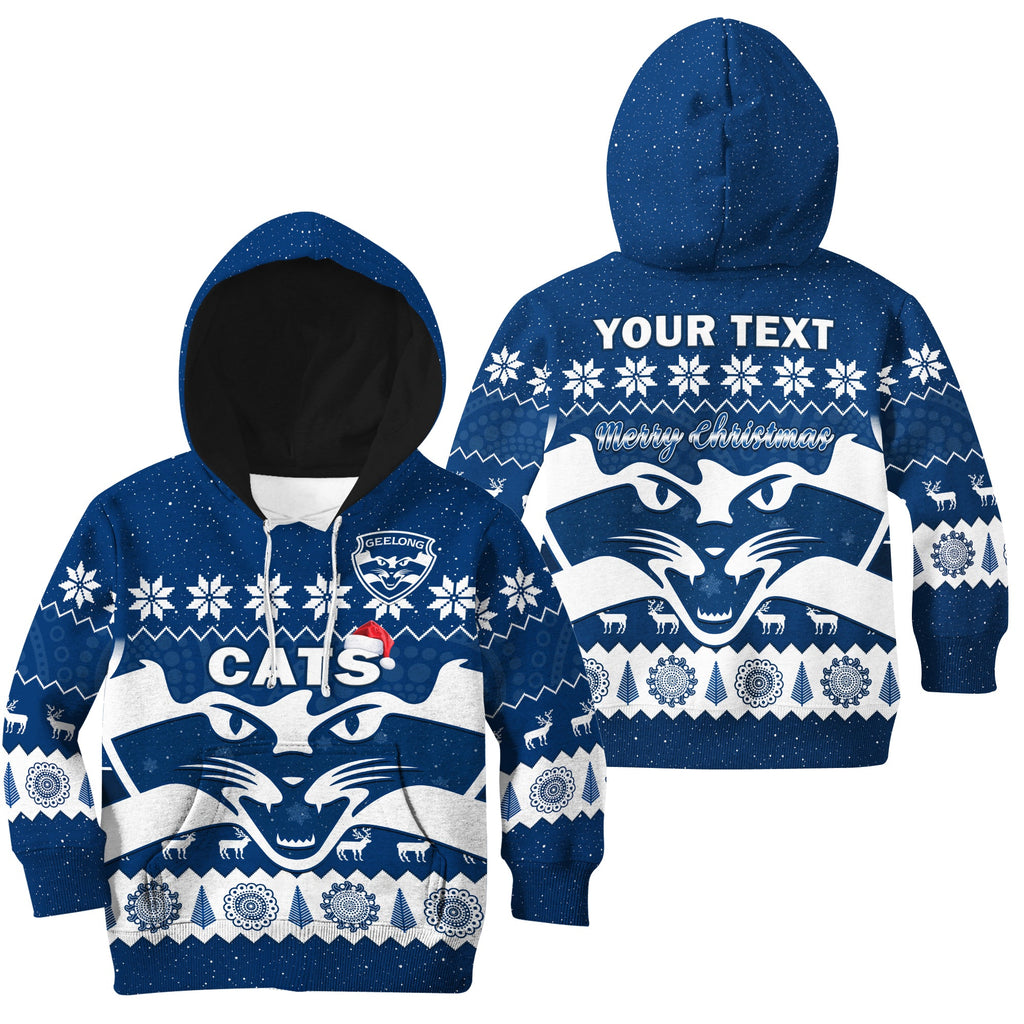 custom-personalised-cats-football-christmas-hoodie-kid-geelong-aboriginal-painting
