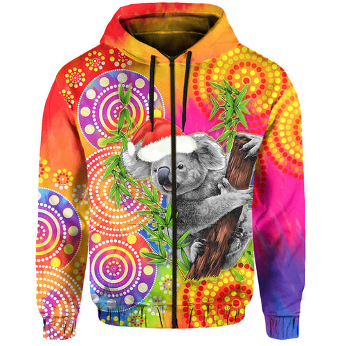 australia-koala-aboriginal-hoodie-rainbow-tie-dye-merry-christmas