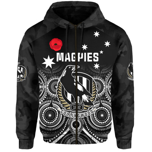 custom-text-and-number-magpies-football-anzac-day-hoodie-aboriginal-poppy-flowers
