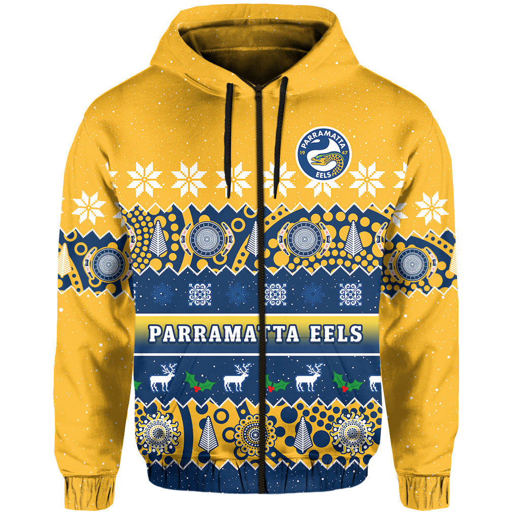 custom-personalised-parramatta-eels-christmas-hoodie-parra-aboriginal-art-merry-xmas
