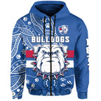 custom-text-and-number-bulldogs-football-hoodie-scraggers-1877-aboriginal-dot-painting-newest-version