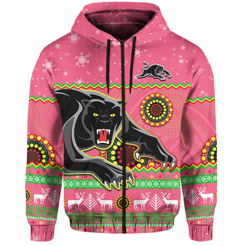 custom-personalised-panthers-christmas-hoodie-aboriginal-pattern-penrith-pink-version