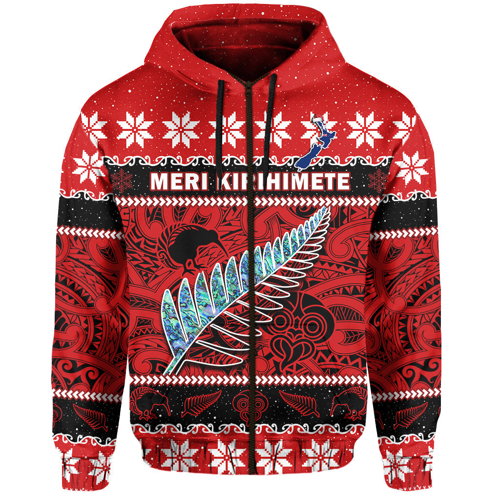 custom-personalised-new-zealand-christmas-hoodie-paua-shell-silver-fern-meri-kirihimete