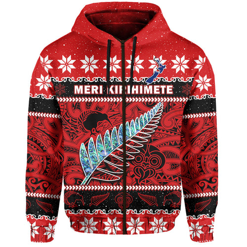 custom-personalised-new-zealand-christmas-hoodie-paua-shell-silver-fern-meri-kirihimete