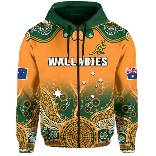 custom-text-and-number-australia-rugby-hoodie-wallabies-kangaroo-orange-aboriginal