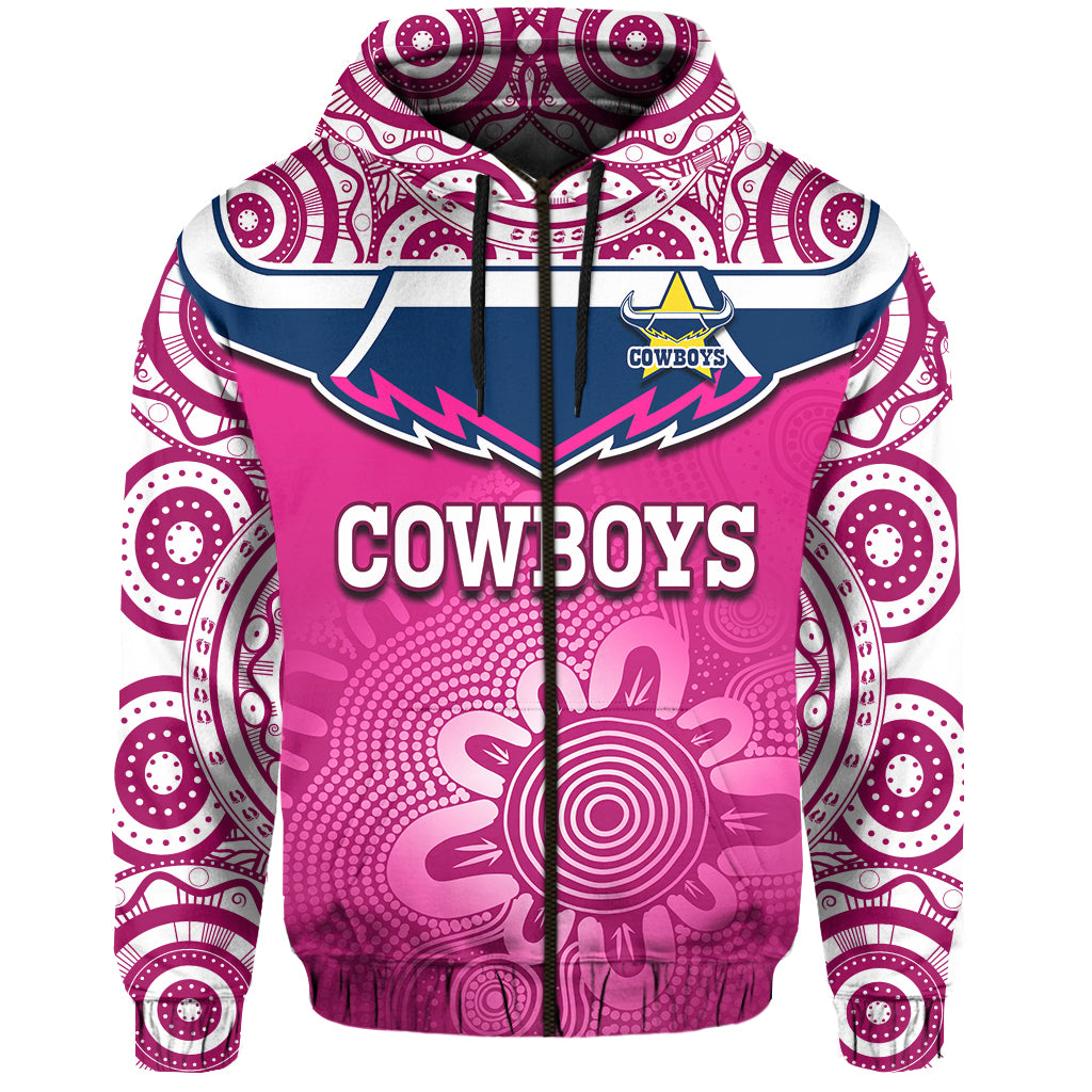 custom-text-and-number-cowboys-rugby-hoodie-aboriginal-pattern-pink-version