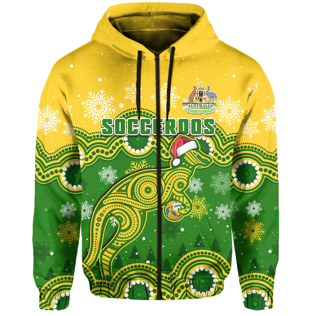 custom-personalised-australia-soccer-christmas-hoodie-socceroos-indigenous-kangaroo