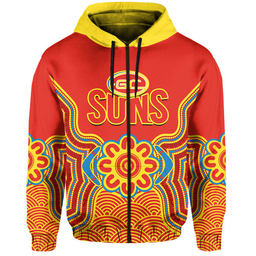 custom-text-and-number-gold-coast-football-hoodie-suns-indigenous-pattern