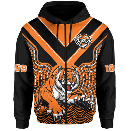 custom-text-and-number-wests-tigers-rugby-hoodie-indigenous-black-artsy