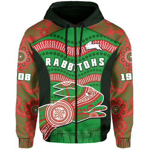 custom-text-and-number-rabbitohs-rugby-hoodie-souths-1908-aboriginal-dot-painting-go-bunnies
