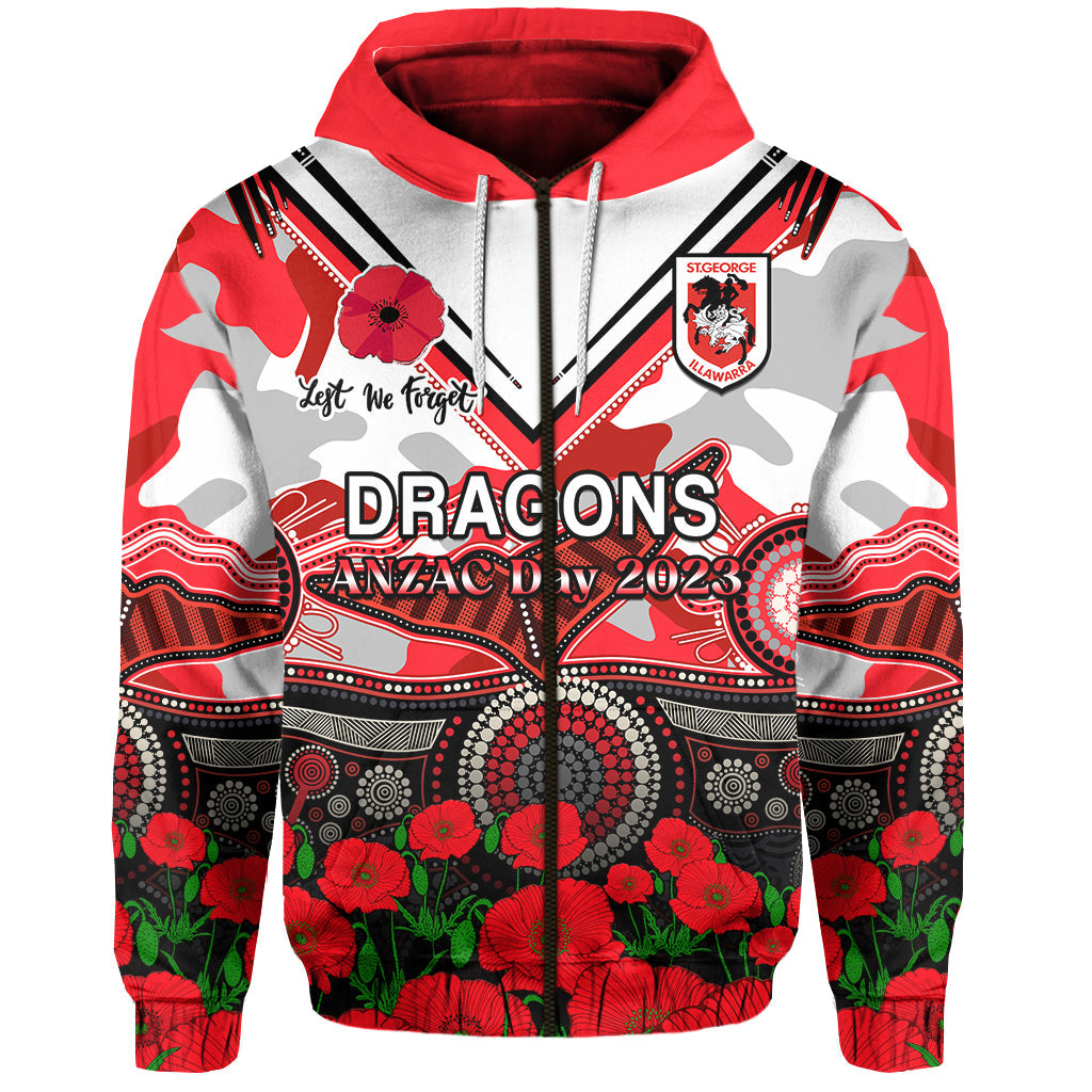 custom-text-and-number-dragons-rugby-anzac-2023-hoodie-aboriginal-mix-poppy-lest-we-forget