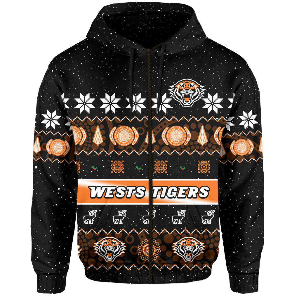 custom-personalised-wests-tigers-christmas-hoodie-aboriginal-art-merry-xmas