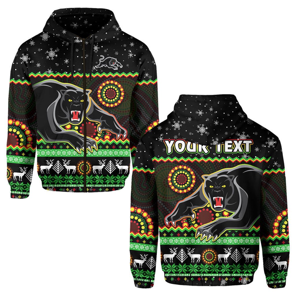 custom-personalised-panthers-christmas-hoodie-aboriginal-pattern-penrith-black-version