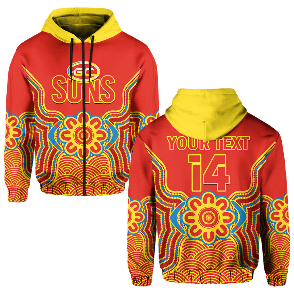 custom-text-and-number-gold-coast-football-hoodie-suns-indigenous-pattern