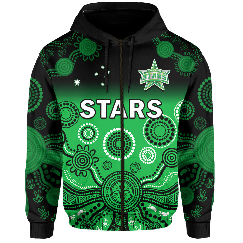 custom-text-and-number-stars-cricket-hoodie-melbourne-team-green-gradient-aboriginal-art