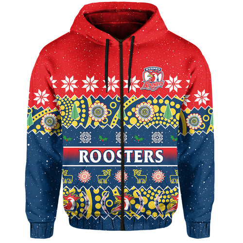 custom-personalised-sydney-roosters-christmas-hoodie-easts-aboriginal-art-merry-xmas