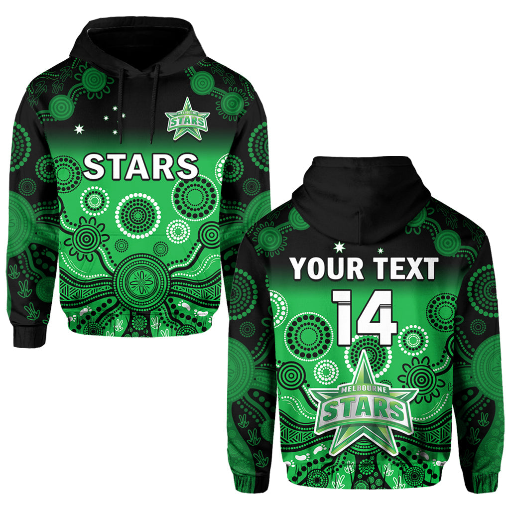 custom-text-and-number-stars-cricket-hoodie-melbourne-team-green-gradient-aboriginal-art